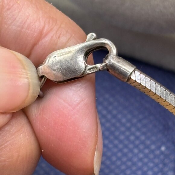 925 Silver Snake Chain + Solid Pendant + Earring Set w/ Scroll Design + Patina - Picture 5 of 8